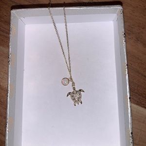 New, cute turtle necklace with little opal charm